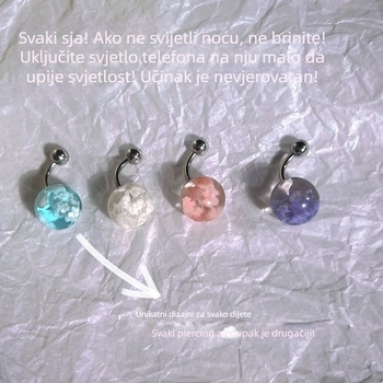 Pupkov ukras - ručno izrađeno od titan čelika, vanjski navoj, igla i prsten