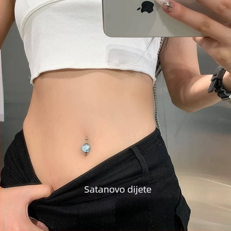 Pupkov ukras - ručno izrađeno od titan čelika, vanjski navoj, igla i prsten