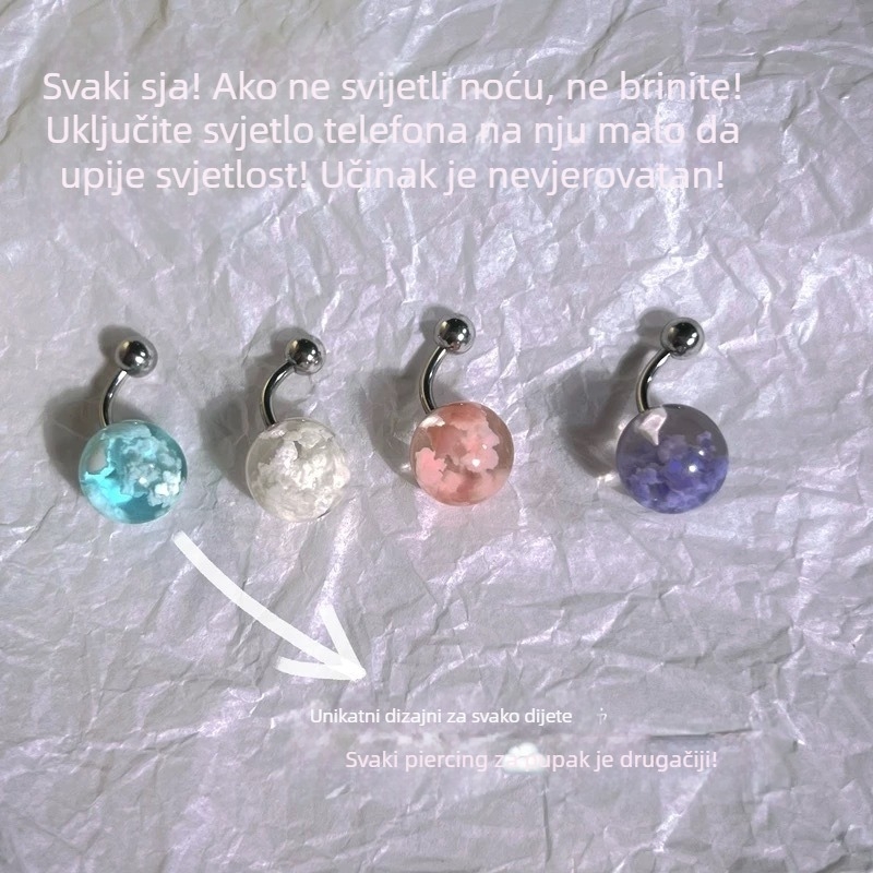 Pupkov ukras - ručno izrađeno od titan čelika, vanjski navoj, igla i prsten