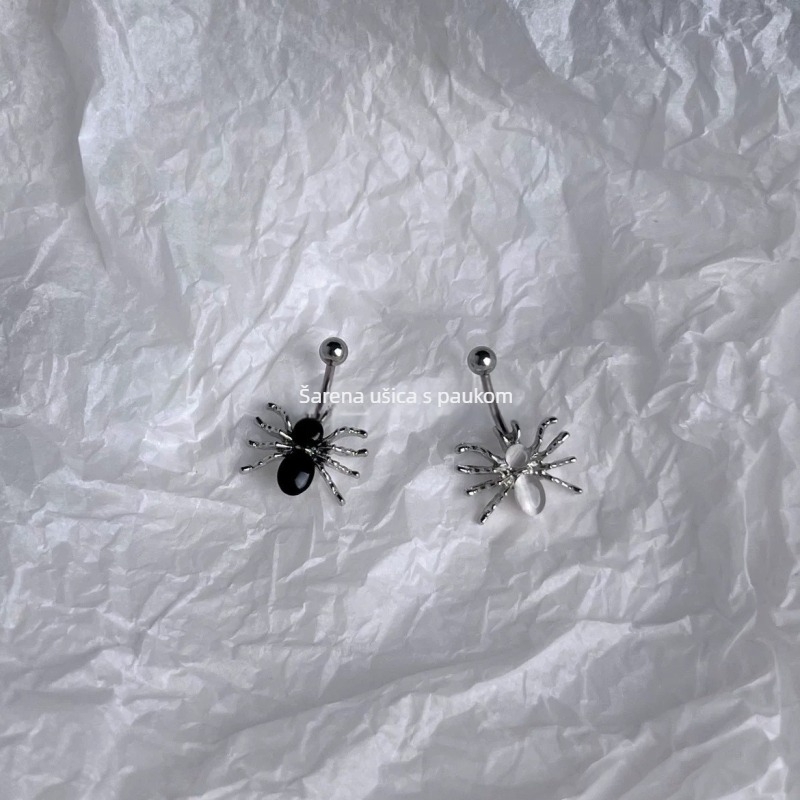 Prsten za pupak s motivom pauka - ručna izrada, titan čelik, proljeće 2025