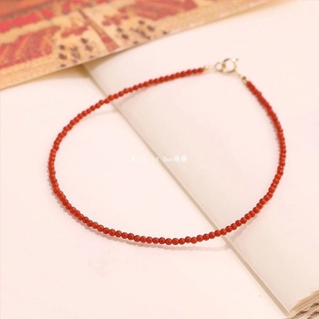 Anklet od prirodnog južnog crvenog ahata, geometrijski dizajn, unisex stil, proljetno izdanje 2025.