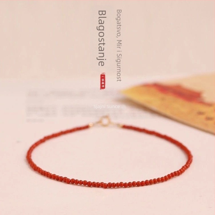 Anklet od prirodnog južnog crvenog ahata, geometrijski dizajn, unisex stil, proljetno izdanje 2025.