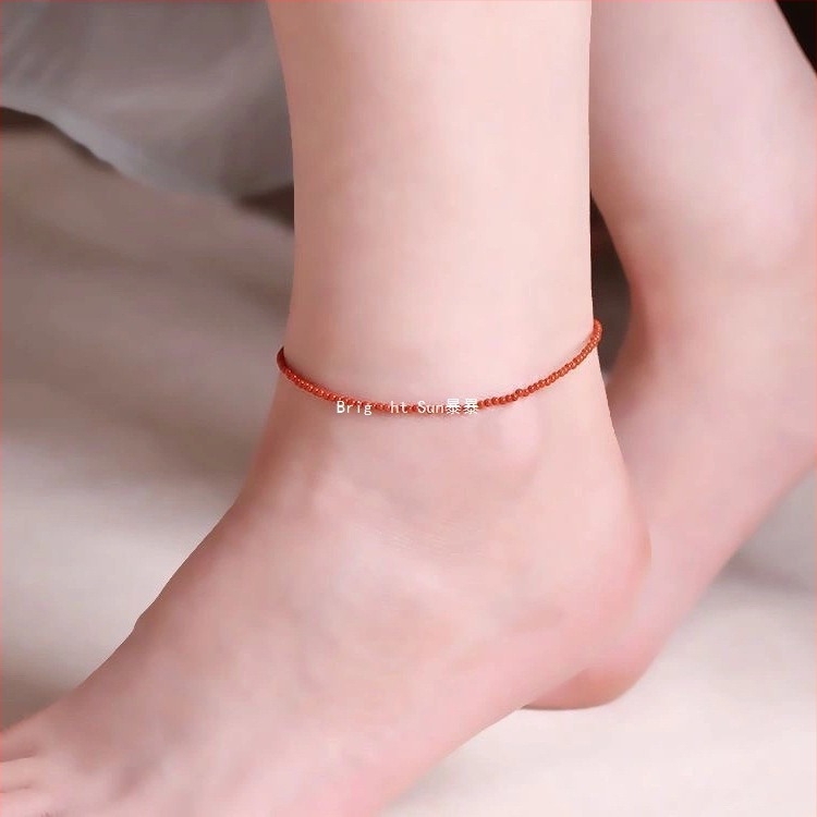 Anklet od prirodnog južnog crvenog ahata, geometrijski dizajn, unisex stil, proljetno izdanje 2025.