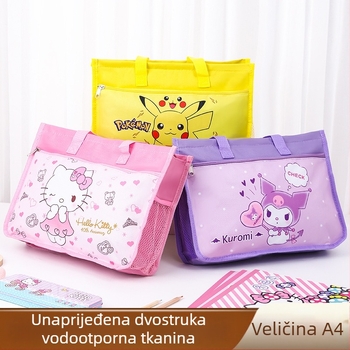 Nylon torba za učenike s ručkom i zatvaračem, kartun dizajn, vodootporni organizator za knjige i dokumente, veličina A4