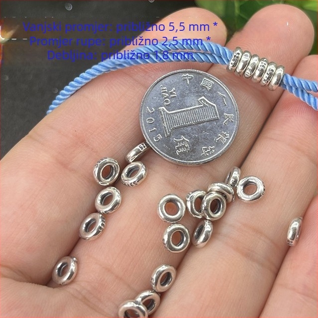 Spacer perle od srebra 925 s velikim rupama, za kristalne narukvice, spiralni ogrlice i narukvica za gležanj, s podesivim zatvaračem, DIY srebrni dodaci