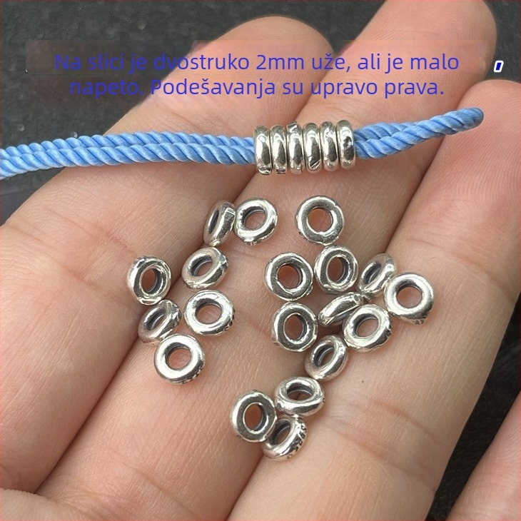 Spacer perle od srebra 925 s velikim rupama, za kristalne narukvice, spiralni ogrlice i narukvica za gležanj, s podesivim zatvaračem, DIY srebrni dodaci