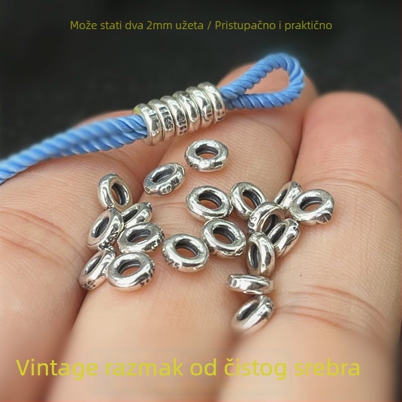 Spacer perle od srebra 925 s velikim rupama, za kristalne narukvice, spiralni ogrlice i narukvica za gležanj, s podesivim zatvaračem, DIY srebrni dodaci