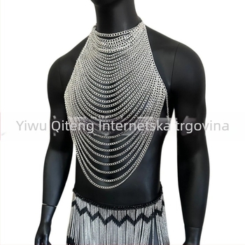 Unisex višeslojni lanac s resicama za tijelo, twist lanac, geometrijski dizajn, duljina 81 cm+