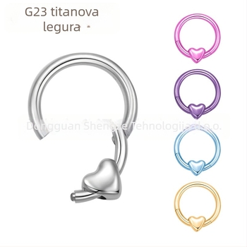 Nosa prsten srcolikog oblika od titanijske legure, anodiziran, unisex, za piercing