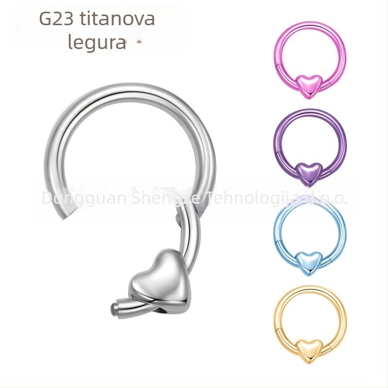 Nosa prsten srcolikog oblika od titanijske legure, anodiziran, unisex, za piercing