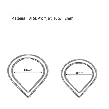 Nosni prsten, kapljastog oblika, nehrđajući čelik 316L, elektroplatiranje, unisex