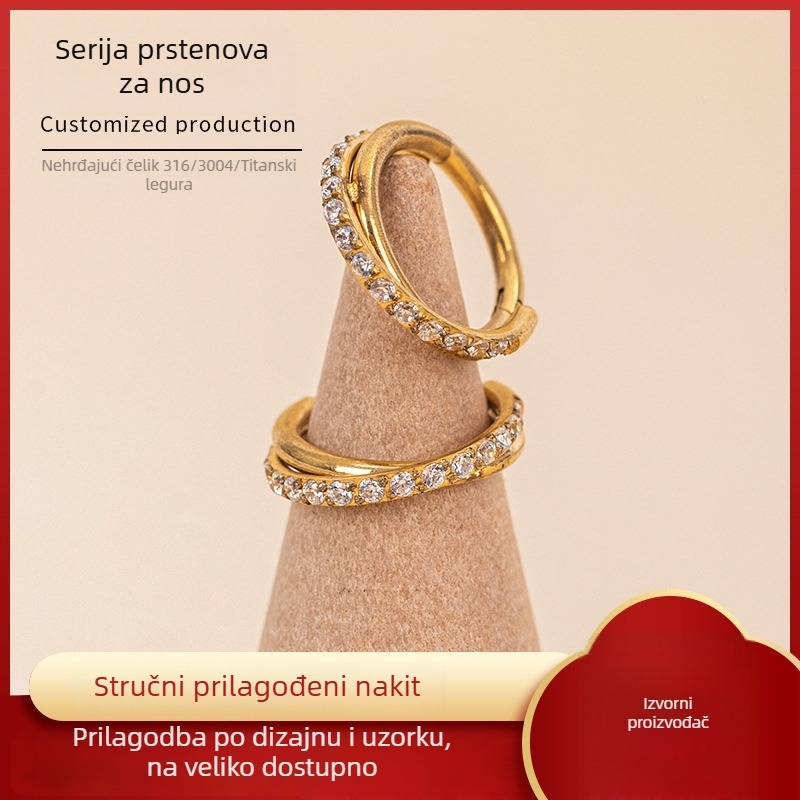 Nosni piercing nakit, geometrijski oblik, 316L nehrđajući čelik, ručno polirano, unisex