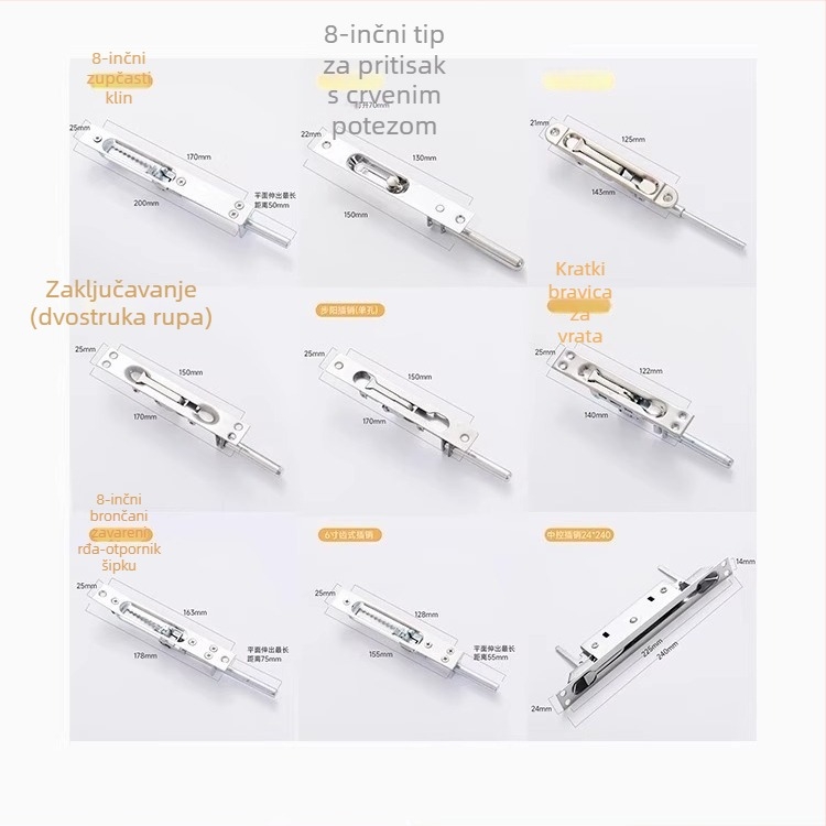 Kvačica od nehrđajućeg čelika za vrata – Tip A, Model: Latch, Površina: vučena žicom, Stil: moderan i jednostavan