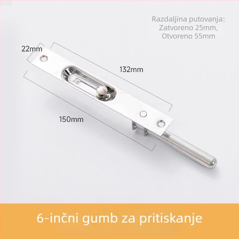 Kvačica od nehrđajućeg čelika za vrata – Tip A, Model: Latch, Površina: vučena žicom, Stil: moderan i jednostavan