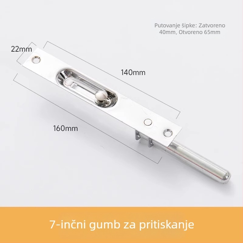 Kvačica od nehrđajućeg čelika za vrata – Tip A, Model: Latch, Površina: vučena žicom, Stil: moderan i jednostavan