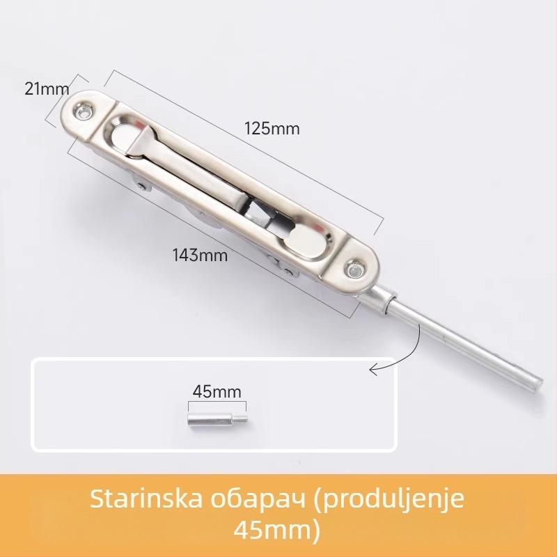 Kvačica od nehrđajućeg čelika za vrata – Tip A, Model: Latch, Površina: vučena žicom, Stil: moderan i jednostavan