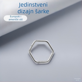 Geometrijski nosni prsten od titanijskog legura s kliznim mehanizmom i bijelim kristalom (18K čistoće)