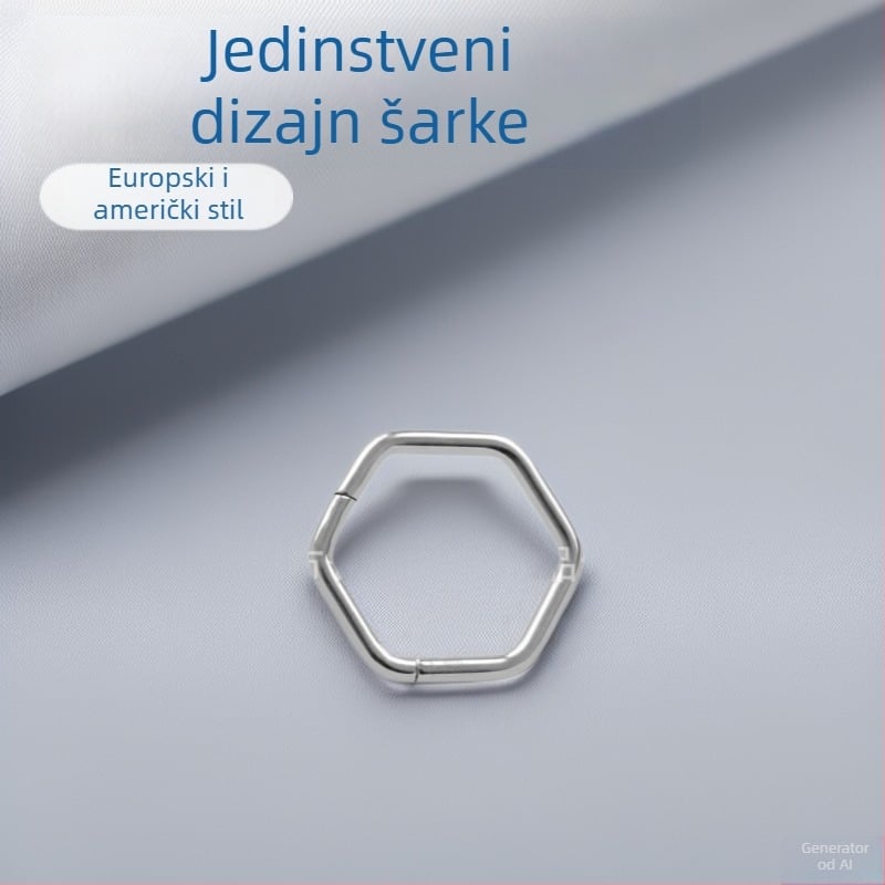 Geometrijski nosni prsten od titanijskog legura s kliznim mehanizmom i bijelim kristalom (18K čistoće)