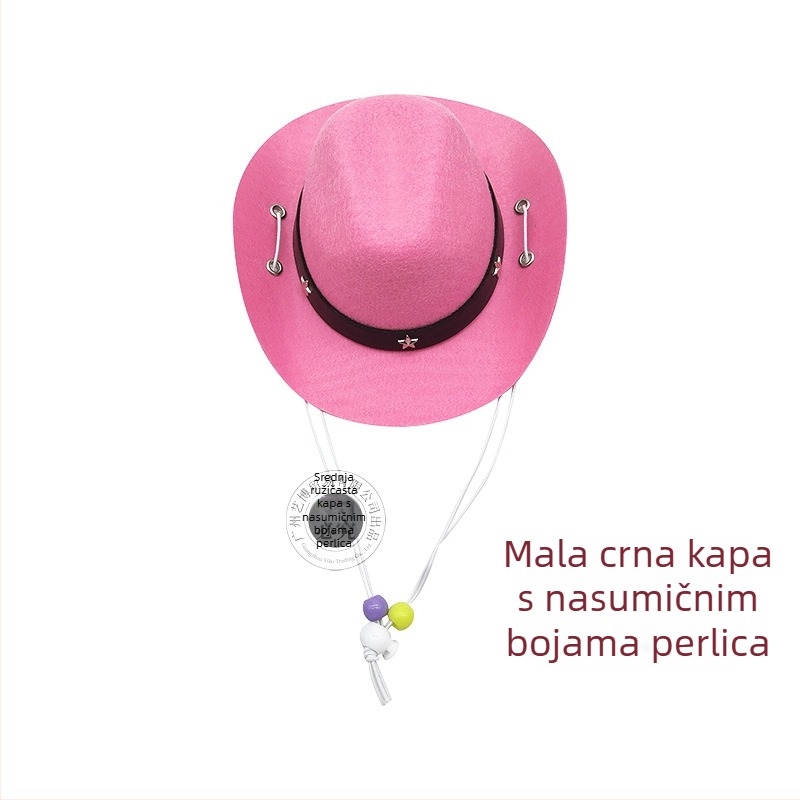 Igračka za kućne ljubimce: kaubojska kapa za mačke i pse, mini kapa s perlicama, pogodna za sva godišnja doba