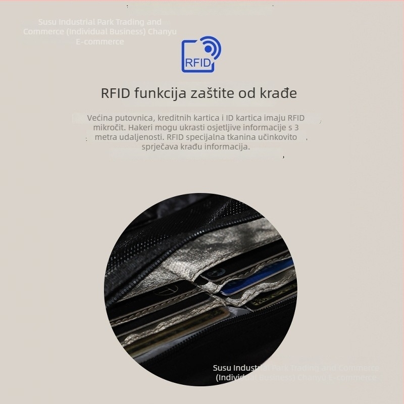 Muška torbica za dokumente preko ramena – protiv krađe, PU materijal, podstava od najlona, ljeto 2024