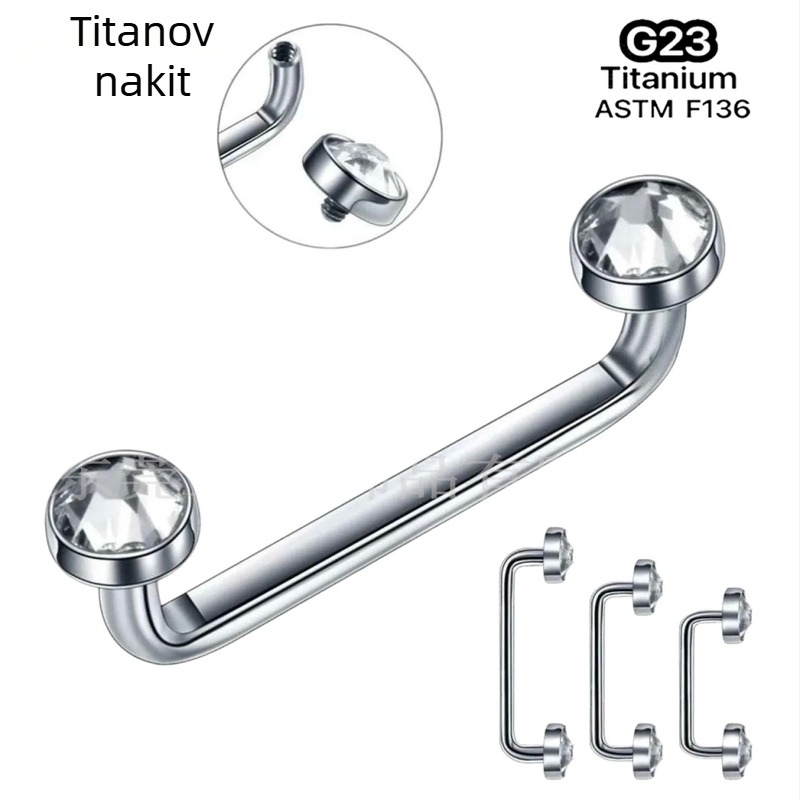 Dreamlee Titan kostni nokat za graft – unisex geometrijski oblik implantata za piercing, češki dijamant, čistoća G23, polirani završetak