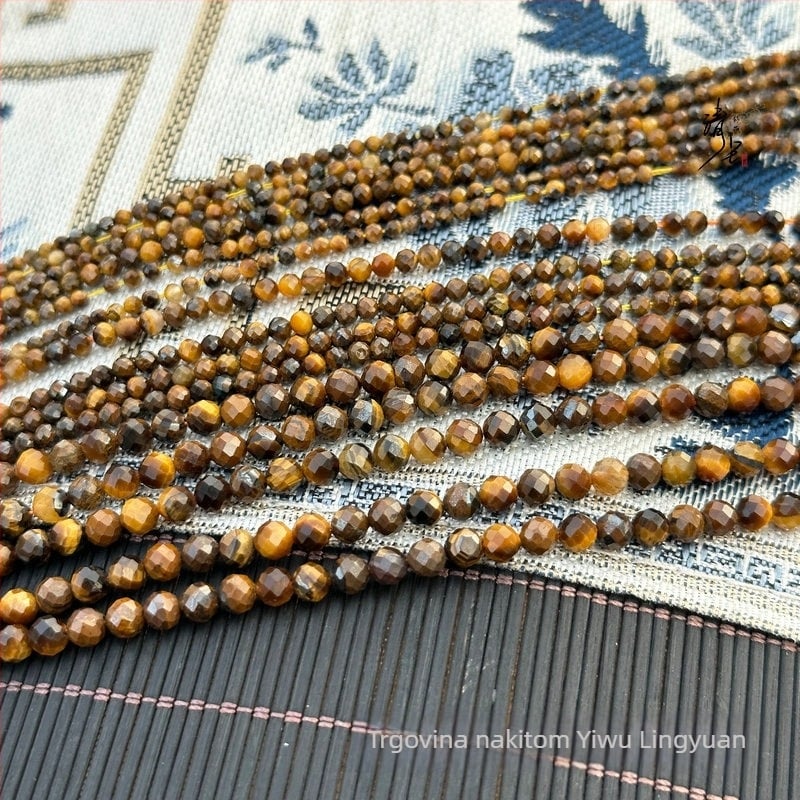 Prirodne perle od tigrovog oka 4 mm, facete, okrugle za DIY izradu nakita