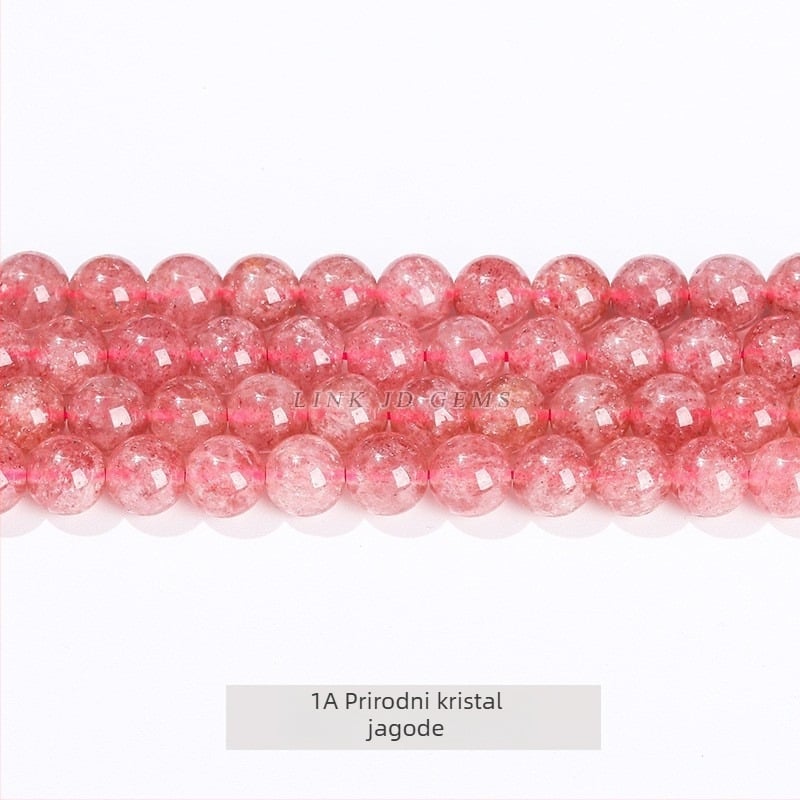 Prirodni jagoda kristalne perle – okrugle perle, poluproizvodi za DIY nakit, crvene jagodice kuglice, 8 mm
