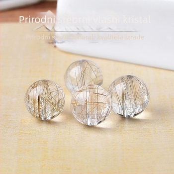 Kristalne perle za narukvicu — prirodni srebrni vlasi kristal, polirani, visokokvalitetne okrugle perle, DIY materijal za slaganje; podrijetlo Lianyungang; brand Lianyungang kankan