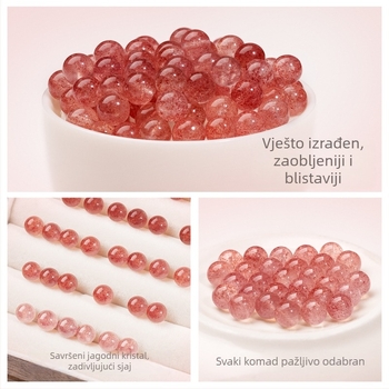 Pribor: Strawberry crystal rasute perle, uzorak prirodnog kristala, tehnologija bušenja, okrugle perle, lagani luksuzni stil