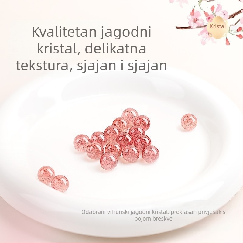 Pribor: Strawberry crystal rasute perle, uzorak prirodnog kristala, tehnologija bušenja, okrugle perle, lagani luksuzni stil