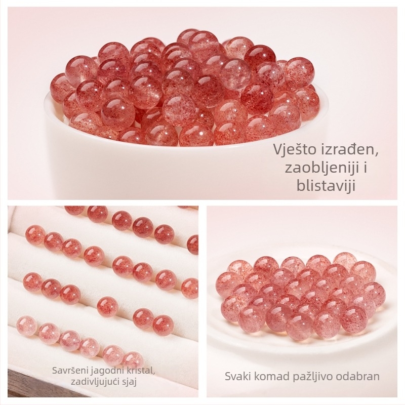 Pribor: Strawberry crystal rasute perle, uzorak prirodnog kristala, tehnologija bušenja, okrugle perle, lagani luksuzni stil