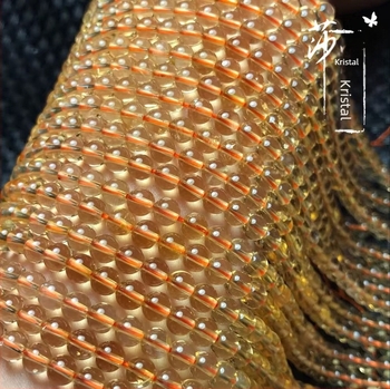 Labave perle od prirodnog citrina, okrugle perle za izradu nakita DIY (Prirodni citrin; Okrugle perle; Za DIY nakit)