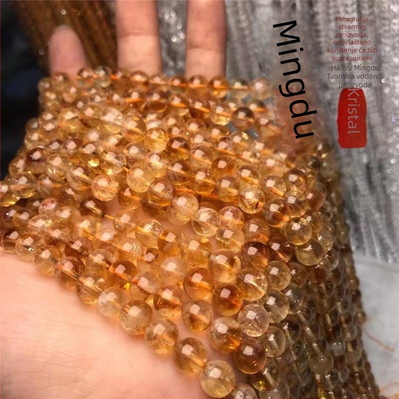 Mingdu Crystal Prirodni citrin, zlatne piramidalne perle za DIY nakit – žuti tornjasti kristal, poluproizvod