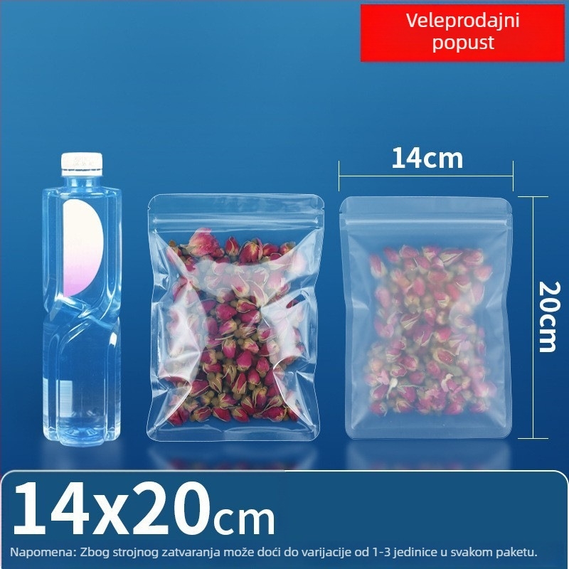 Torba s ravnim dnom, samouzatvarajuća, prozirno-mat ambalaža hrane za čaj i sušeno voće, marki Dehao, materijal: novi materijal, duljina zatvaranja 2–4 cm