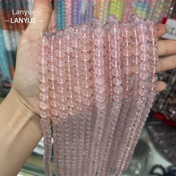 Prirodne ružičaste kristalne okrugle perle, 6 mm, slobodne perle za DIY nakit – narukvice i ogrlice
