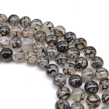 Perle – Achat s venom draka, visokokvalitetne okrugle perle; Materijal: Ahat; Obrada: rezanje, brušenje, poliranje; Marka: Feather Jewelry