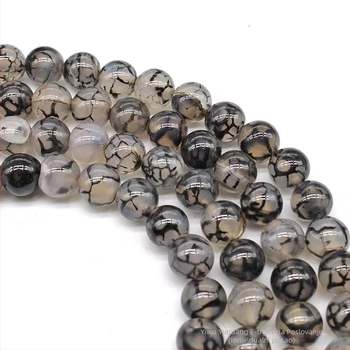 Perle – Achat s venom draka, visokokvalitetne okrugle perle; Materijal: Ahat; Obrada: rezanje, brušenje, poliranje; Marka: Feather Jewelry