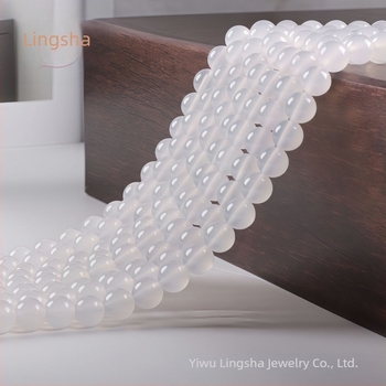 Prirodne bijeli agat kuglice za DIY – poluproizvodi, jednake bijele kuglice za narukvice i ogrlice, veličine 4 mm, 6 mm, 8 mm, 10 mm, 12 mm