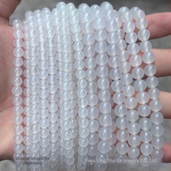 Prirodne bijeli agat kuglice za DIY – poluproizvodi, jednake bijele kuglice za narukvice i ogrlice, veličine 4 mm, 6 mm, 8 mm, 10 mm, 12 mm