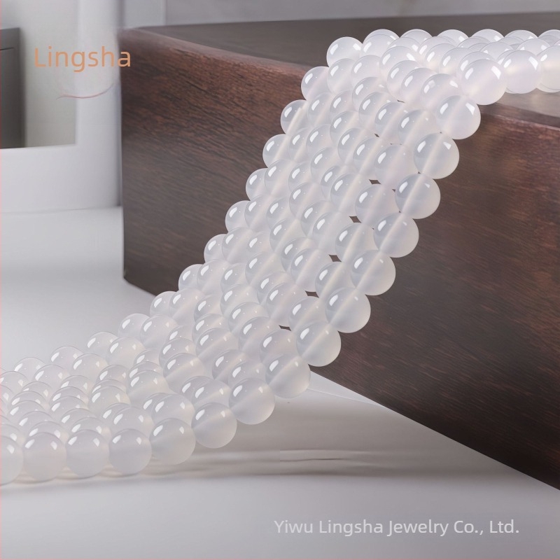 Prirodne bijeli agat kuglice za DIY – poluproizvodi, jednake bijele kuglice za narukvice i ogrlice, veličine 4 mm, 6 mm, 8 mm, 10 mm, 12 mm