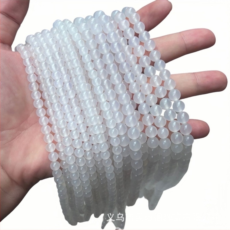 Prirodne bijeli agat kuglice za DIY – poluproizvodi, jednake bijele kuglice za narukvice i ogrlice, veličine 4 mm, 6 mm, 8 mm, 10 mm, 12 mm