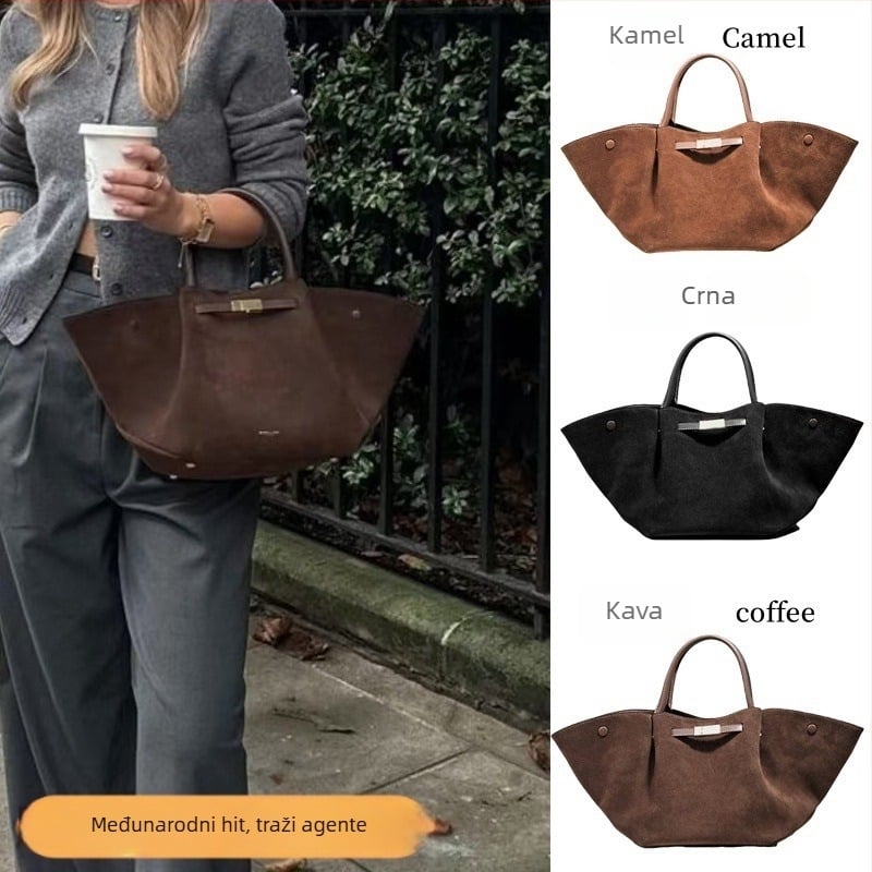 Demellier Wing Bag, Tote torba od prave kože, magnetsko zatvaranje, vodoravni kvadratni oblik, unutarnji džepovi za mobitel i dokumente, podstava od Oxford platna, jedna naramenica