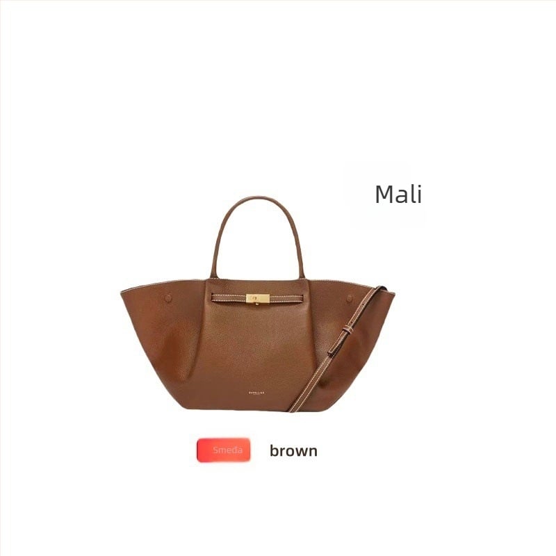 Demellier Wing Bag, Tote torba od prave kože, magnetsko zatvaranje, vodoravni kvadratni oblik, unutarnji džepovi za mobitel i dokumente, podstava od Oxford platna, jedna naramenica