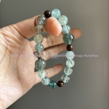 Ogrlica sa zelenim Hair Crystal i zelenim Ghost Crystal, 925 srebra dodatak, originalni dizajn