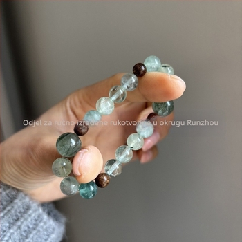 Ogrlica sa zelenim Hair Crystal i zelenim Ghost Crystal, 925 srebra dodatak, originalni dizajn