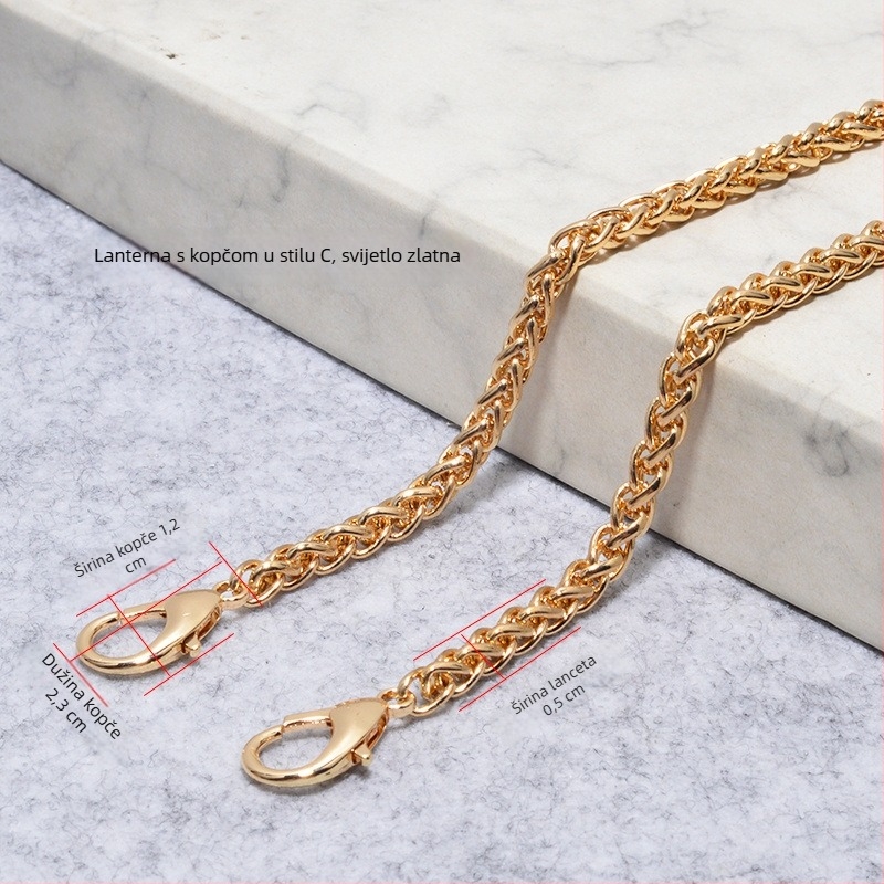 Metalni lančani remen za torbu s kopčom – tanak lanac, crossbody