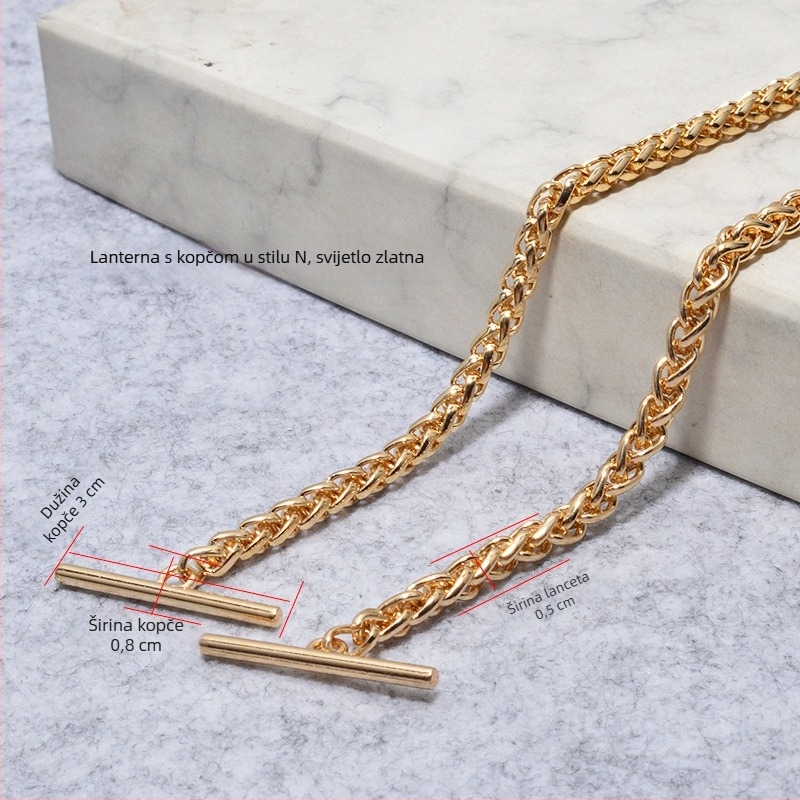 Metalni lančani remen za torbu s kopčom – tanak lanac, crossbody