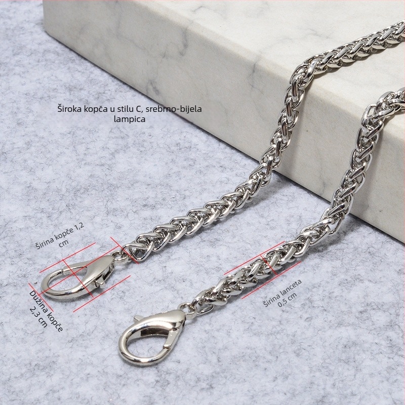 Metalni lančani remen za torbu s kopčom – tanak lanac, crossbody