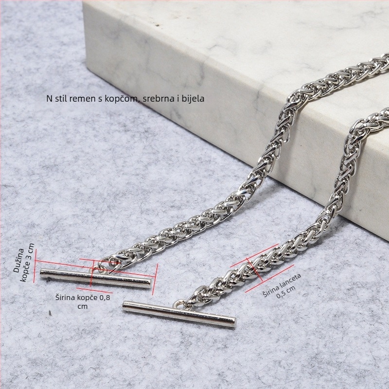 Metalni lančani remen za torbu s kopčom – tanak lanac, crossbody