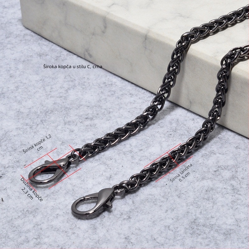Metalni lančani remen za torbu s kopčom – tanak lanac, crossbody